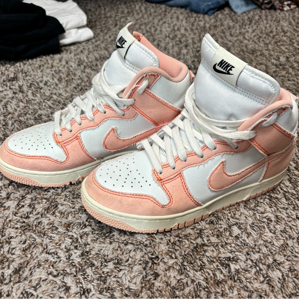 Nike Women’s High-Top Sneakers - White & Peach - Picture 1 of 3